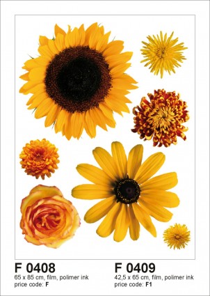 F 0408 AG Design Samolepicí dekorace - samolepka na zeď - Sunflower big, velikost 65 cm x 85 cm