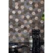 2704008 Samolepicí dlaždice na zeď, kovové a kamenné hexagony, rozměr šířka x výška 29 x 28,8cm