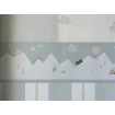 7501-1 ICH Wallcoverings dětská samolepící mentolová bordura na zeď z kolekce Noa 2025 hory, balóny, velikost 16 cm x 5 m