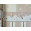 7501-3 ICH Wallcoverings dětská samolepící růžová bordura na zeď z kolekce Noa 2025 hory, balóny, velikost 16 cm x 5 m