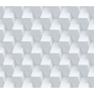 WP-003-01 Dimex Line vliesová látková tapeta na zeď - Bílý grafický vzor s 3D efektem, velikost 10,05 m x 75 cm