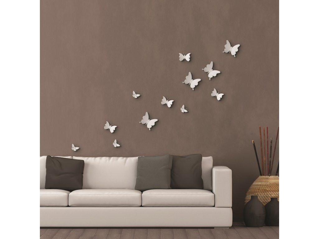 Levně Nástěnná 3D dekorace Crearreda SD White Butterflies 24001 Bílí motýli