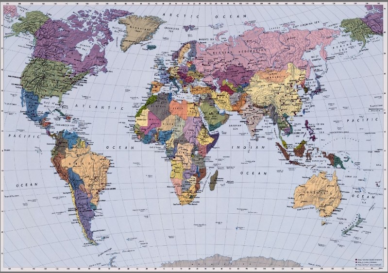 Levně KOMR 050-4 World Map Fototapeta Komar - Mapa světa, velikost 270x188 cm