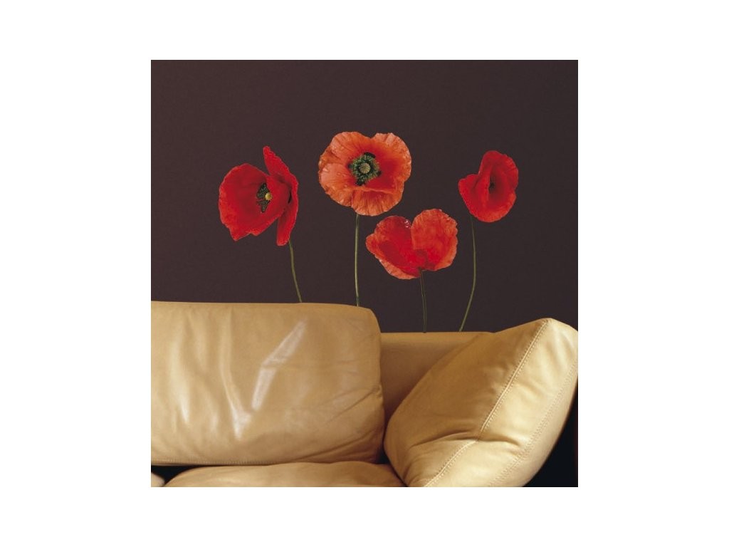Levně KUPSI-TAPETY Poppies 54101 samolepící dekorace Crearreda vlčí máky samolepky na zeď 31x31 cm