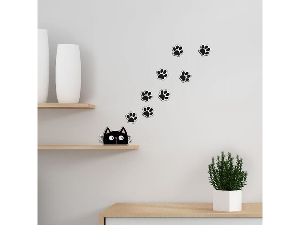 Levně Samolepicí dekorace Crearreda FM S Cat & Paws 59516 kočka s tlapkami
