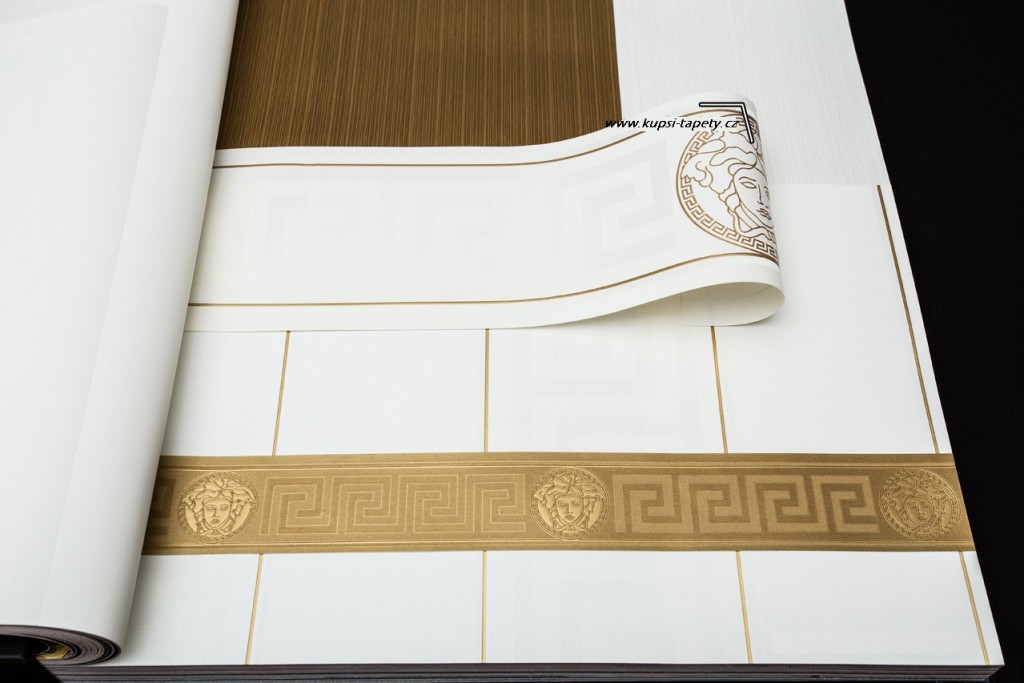 Levně KT3-22539 Luxusní omyvatelná vliesová bordura na zeď Versace 2021, velikost 13,5 cm x 5 m