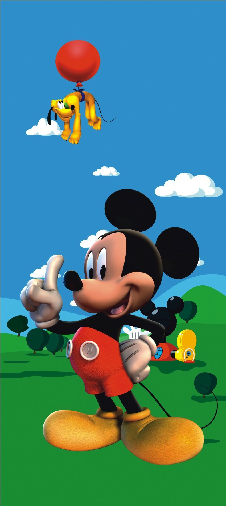 Levně FTDN V 5407 Dětská vliesová fototapeta dveřní Mickey, velikost 90 x 202 cm
