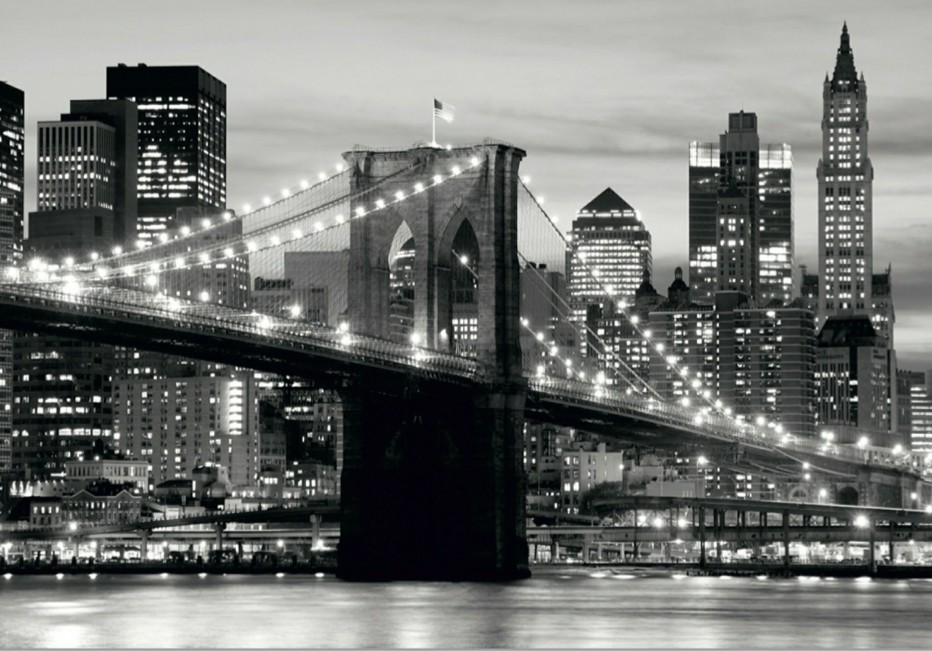 Levně FTN S 2465 AG Design vliesová fototapeta 4-dílná Brooklyn bridge black and white, velikost 360 x 270 cm
