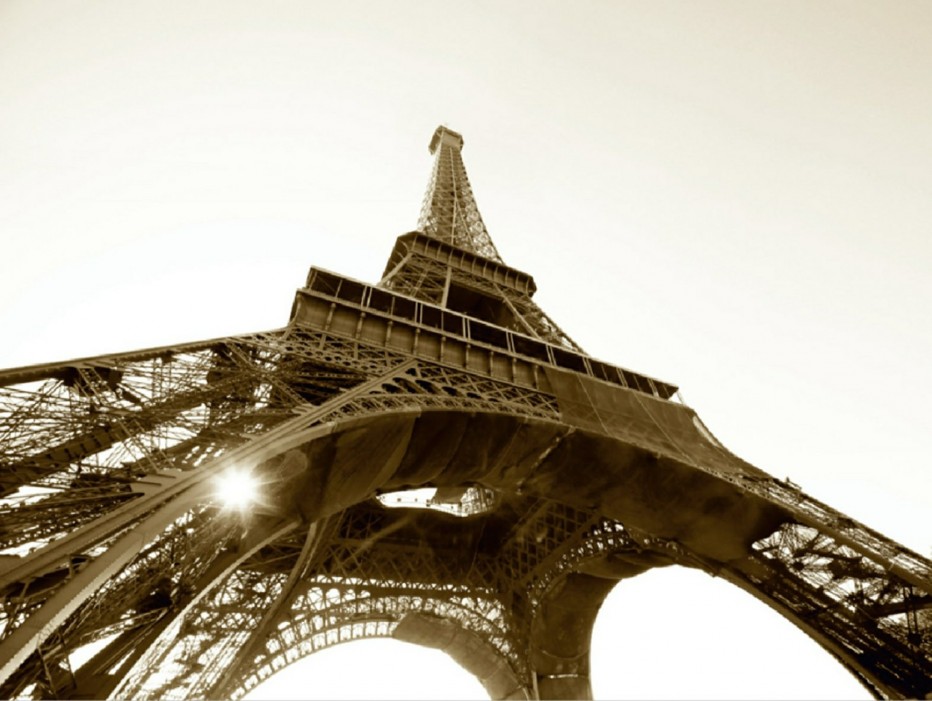 Levně FTN S 2476 AG Design vliesová fototapeta 4-dílná Eiffel tower black and white, velikost 360 x 270 cm