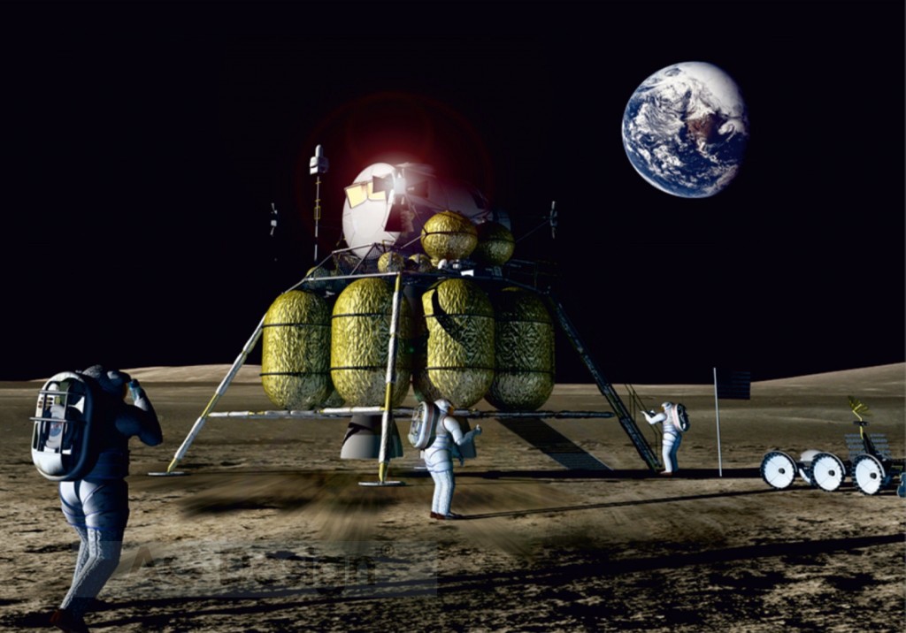 Levně KUPSI-TAPETY Obrazová fototapeta na zeď čtyřdílná FTxxl0104 Družice na Měsíci - vesmírná dobrodružství 360 x 270 cm