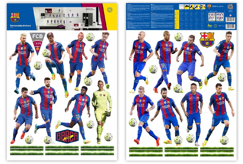 Levně BAR17 Samolepící dekorace FC Barcelona, velikost 2 archy každý 50 x 70 cm