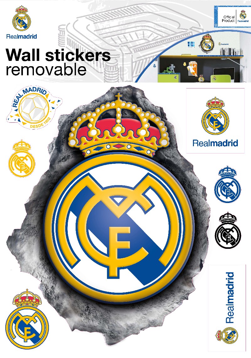 Levně RM32 Samolepící dekorace FC Real Madrid, velikost 2 archy každý 29,7 x 42 cm cm