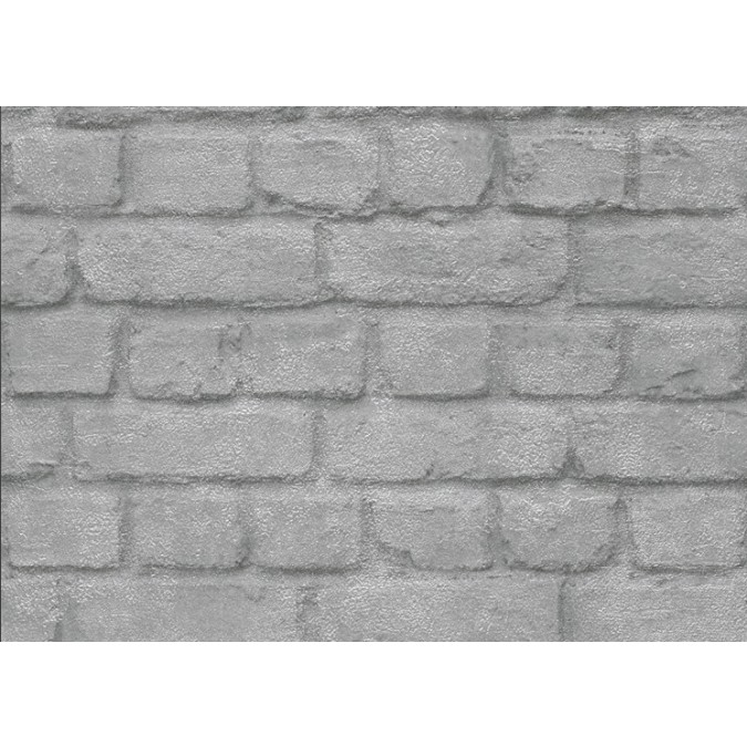 226751 Dětská papírová tapeta na zeď Kids´Club 2021 - cihlová zeď stříbrná, velikost 53 cm x 10,05 m