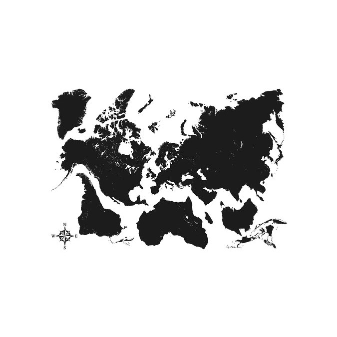 Samolepicí dekorace Crearreda L černá mapa světa 44214