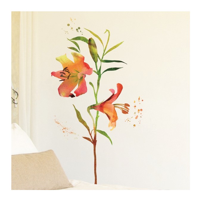 57718 Watercolour Flowers - Lilie, samolepící dekorace Crearreda, velikost 70x100cm