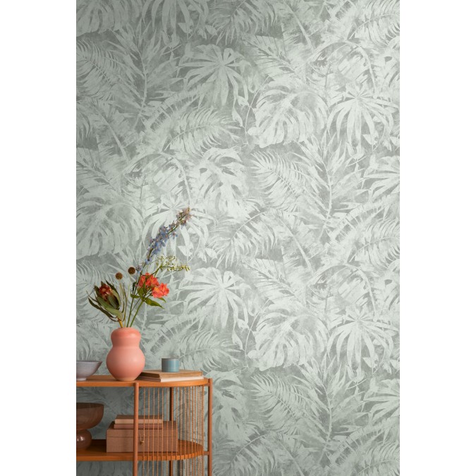 Tapetový stěnový panel / vliesová tapeta 79145-6, role 8,80x0,53 m, barva šedá, zelená