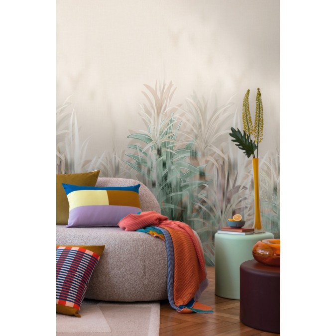 Tapetový stěnový panel / vliesová tapeta  79145-9, role 8,80x0,53 m, barva béžová, zelená, krémová