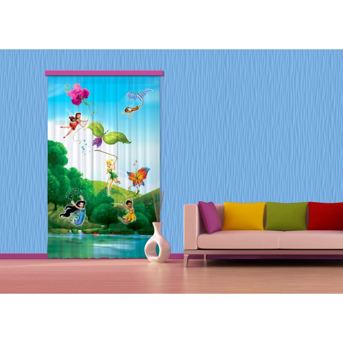 FCS L 7103 AG Design textilní foto závěs dětský obrazový Fairies With Rainbow - Víly a Duha Disney FCSL 7103, velikost 140 x 245 cm