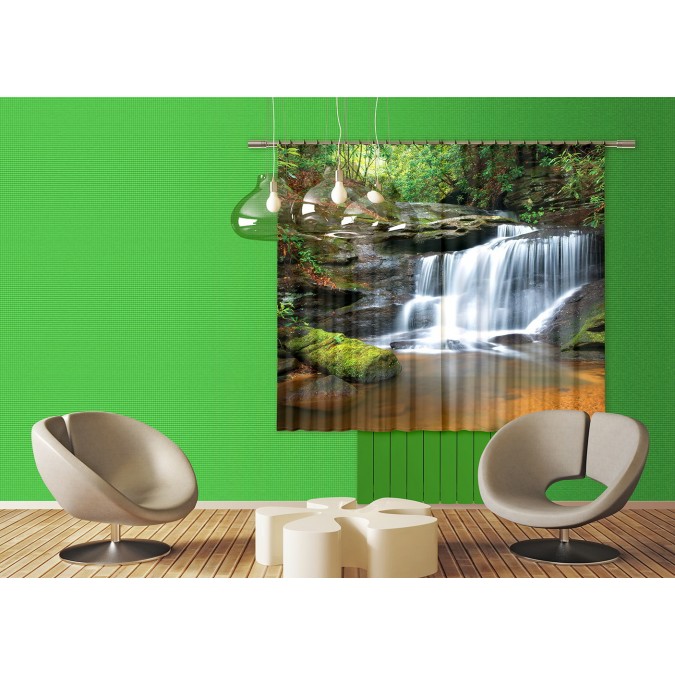 FCS XL 4800 AG Design textilní foto závěs dělený obrazový Waterfall - Vodopád FCSXL 4800, velikost 180 x 160 cm