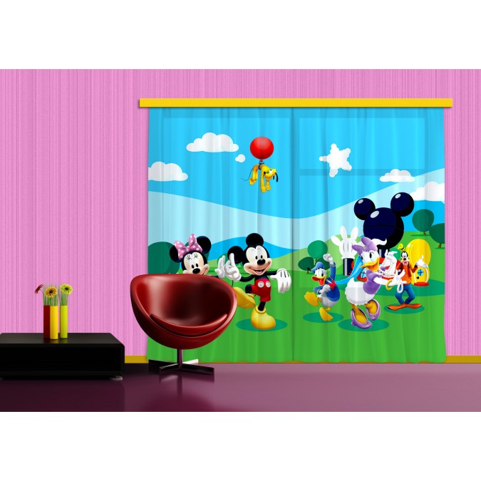 FCS XXL 7008 AG Design textilní foto závěs dětský dělený obrazový Mickey And Friends - Mickey Mouse a přátelé FCSXXL 7008, velikost 280 x 245 cm