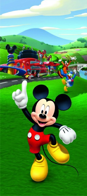 FTDN V 5480 Dětská vliesová fototapeta dveřní Mickey Mouse, velikost 90 x 202 cm