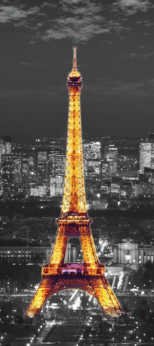 FTN V 2912 Vliesová fototapeta dveřní Eiffel in the night, velikost 90 x 202 cm