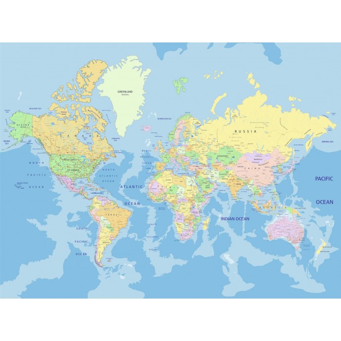 Obrazová fototapeta na zeď čtyřdílná FTxxl1490 Mapa světa