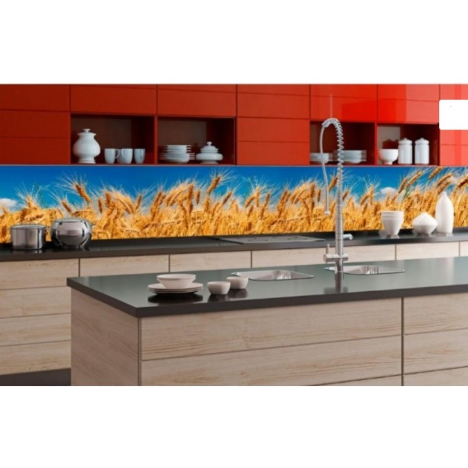 KI-350-011 Samolepicí omyvatelná fototapeta do kuchyně za kuchyňskou linku - Art Wall pole pšenice, velikost 350 x 60 cm