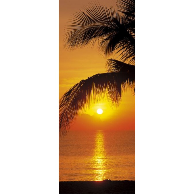 KOMR 5521-2 Papírová dveřní fototapeta Komar Palmy Beach Sunrise, velikost 92 x 220 cm