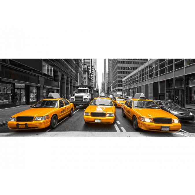 MP-2-0008 Vliesová obrazová panoramatická fototapeta Žluté taxi + lepidlo Zdarma, velikost 375 x 150 cm