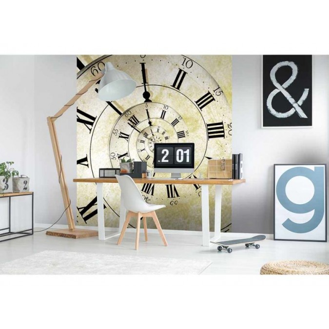 MS-3-0272 Vliesová obrazová fototapeta Spiral Clock, velikost 225 x 250 cm