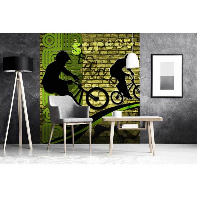 MS-3-0328 Vliesová obrazová fototapeta Bicycle Green, velikost 225 x 250 cm