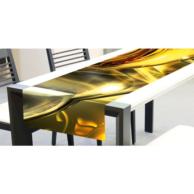 TS 018 Dimex Běhoun na stůl ubrus, Zlatá abstrakce, velikost 40 x 140 cm