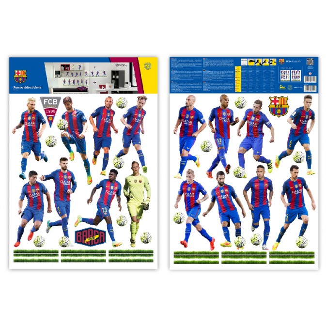BAR17 Samolepící dekorace FC Barcelona, velikost 2 archy každý 50 x 70 cm