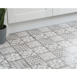 274KT5043 D-C-FIX samolepící podlahové čtverce z PVC šedobílá dlaždice, samolepící vinylová podlaha, PVC dlaždice, velikost 30,5 x 30,5 cm