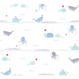 38130-1 A.S. Création dětská vliesová tapeta na zeď Little Love 2026 s mořskými zvířátky, velikost 10,05 m x 53 cm
