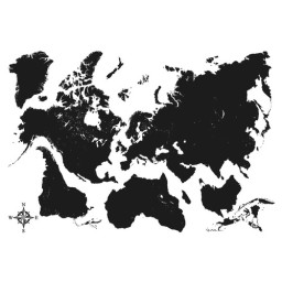 Samolepicí dekorace Crearreda L černá mapa světa 44214