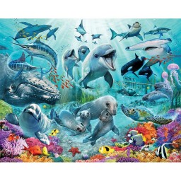 46498 Walltastic dětská fototaopeta Under The Sea - pod hladinou - delfíni - korálové útesy velikost 244 cm x 305 cm