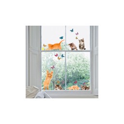 Samolepicí dekorace Crearreda na okno WI M Cats 64001 Kočky a motýli