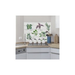 Samolepicí kuchyňský panel Crearreda KP Shabby Spices 67264 Bylinky malované na prknech