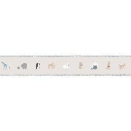 7504-2 ICH Wallcoverings dětská samolepící šedá bordura na zeď z kolekce Noa 2025 zvířátka, velikost 16 cm x 5 m