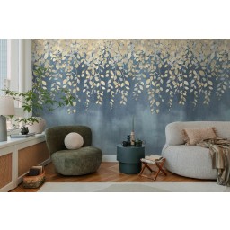 Tapetový stěnový panel / vliesová tapeta  79144-2, role 8,80x0,53 m, barva modrá, krémová, žlutá