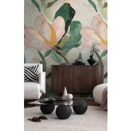 Tapetový stěnový panel / vliesová tapeta  79144-3, role 8,80x0,53 m, barva zelená, béžová, růžová