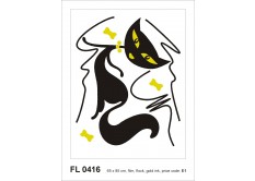 FL 0416 AG Design Samolepicí dekorace - samolepka na zeď - Black cat girl flocked, velikost 65 cm x 85 cm