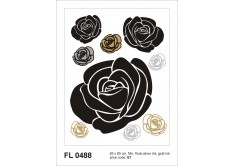FL 0488 AG Design Samolepicí dekorace - samolepka na zeď - Roses with gold and silver, velikost 65 cm x 85 cm