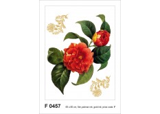 F 0457 AG Design Samolepicí dekorace - samolepka na zeď - Red flower with golden elements, velikost 65 cm x 85 cm