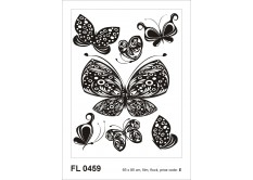 F 0459 AG Design Samolepicí dekorace - samolepka na zeď - Black flock butterflies, velikost 65 cm x 85 cm