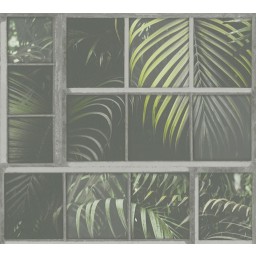 KT2-04773 A.S. Création vliesová tapeta na zeď Industrial 2023 palmy za oknem, velikost 10,05 m x 53 cm