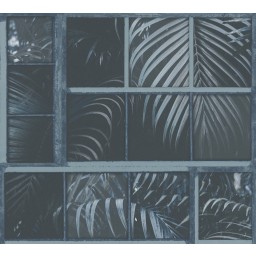 KT4-04773 A.S. Création vliesová tapeta na zeď Industrial 2023 palmy za oknem, velikost 10,05 m x 53 cm
