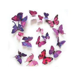 KT405 samolepicí sada dvanácti 3D motýlků fialové barvy